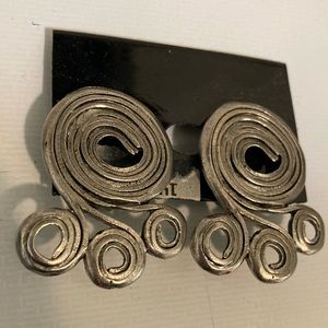 VINTAGE SILVER-TONE EARRINGS CLIP-ON
